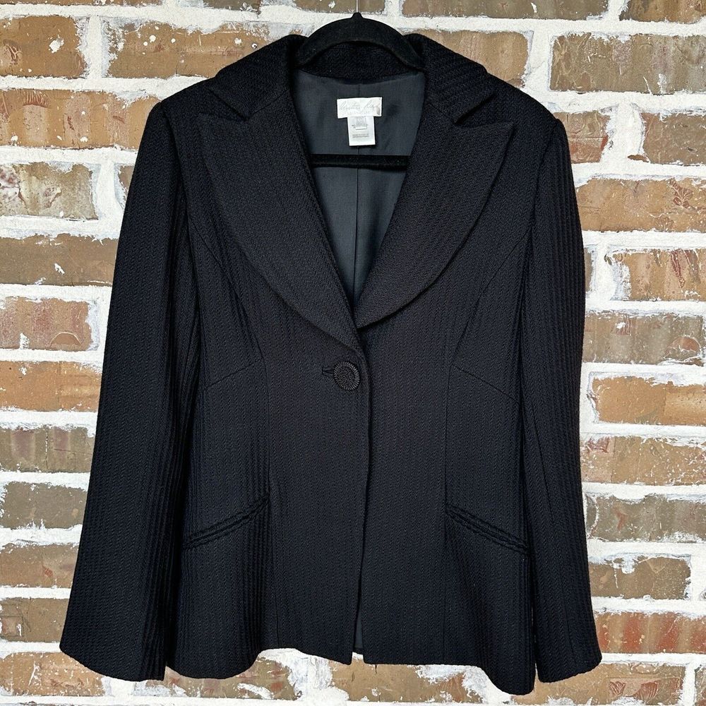 Austin Reed Signature Blazer Jacket Women's 12 Virgin Wool Cashmere Black USA